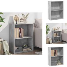 Bibliothèque à 2 niveaux gris béton bois d'ingénierie - Bibliothèque - Bibliothèques - Armoire À Livres - Armoires À Livres