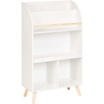 Beliani - Bibliothèque à 3 Niveaux Bois de Pin mdf Pieds en Bois Meuble Chambre Enfant Blanche Liloet