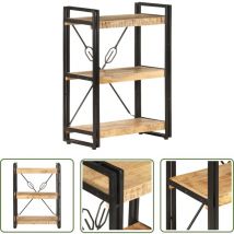 Tovbmup - The Living Store Bibliothèque à 3 niveaux 60x30x80 cm Bois de manguier massif - Bibliothèque Industrielle - Bibliothèque Design
