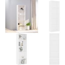 Bibliothèque à 5 niveaux Blanc 60x30x189 cm Bois d'ingénierie - Bibliothèque Blanche - Bibliothèque Murale - Bibliothèque Design - Bibliothèque