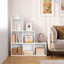 Bibliothèque avec 6 Cubes Woltu 90x30x90cm, Étagère d'Escalier, Meuble de Rangement à Cubes, Étagère en Bois d'Ingénierie, Blanc