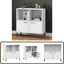 Bibliothèque avec pieds en métal Blanc 90x35x90,5 cm Bois oslo - Bibliothèque Blanche - Bibliothèque Design - Bibliothèque Rustique - Étagère à
