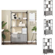Bibliothèque avec portes sonoma gris 76,5x30x154,5 cm - Bibliothèque Murale - Bibliothèque Design - Bibliothèque Moderne - Étagère Ouverte