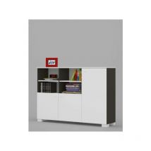 Bibliothèque basse UNI DARK 150cm blanc et noir