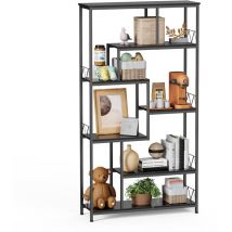Bealife - Bibliothèque Étagère de Rangement 7 Niveaux Cadre en Métal Pied Réglable 100 x 30 x 180 cm Noir