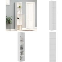 Bibliothèque Blanc 40x30x189 cm Bois d'ingénierie - Bibliothèque Blanche - Bibliothèque Design - Bibliothèque Moderne - Bibliothèque Salle à Vivre