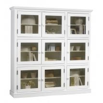 Bibliothèque Blanche 9 Portes Vitrées - Blanc