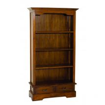 Macabane - eden - Bibliothèque marron 3 étagères 2 tiroirs bois Mindi