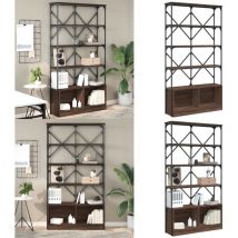 Bibliothèque chêne marron 100x26x180cm bois ingénierie et métal - Bibliothèque - Meuble Rangement - Étagère - Bibliothèque Design - Bibliothèque