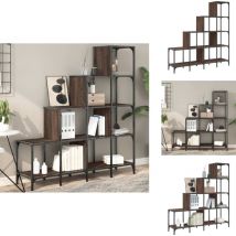 Bibliothèque chêne marron 122x30x132cm bois ingénierie et métal - Bibliothèque - Étagère - Meuble De Rangement - Bibliothèque Design - Bibliothèque
