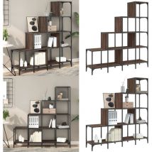 Bibliothèque chêne marron 122x30x132cm bois ingénierie et métal - Bibliothèque - Étagère - Meuble De Rangement - Bibliothèque Design - Bibliothèque