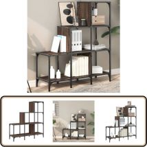 Bibliothèque chêne marron 92x30x102 cm bois ingénierie et métal - Bibliothèque - Étagère - Meuble De Rangement - Bibliothèque Design - Bibliothèque
