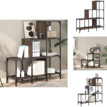 Bibliothèque chêne marron 92x30x102 cm bois ingénierie et métal - Bibliothèque - Étagère - Meuble De Rangement - Bibliothèque Design - Bibliothèque