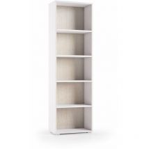 Terraneo - Bibliothèque compacte avec cinq étagères réglables, blanc, fond en chêne