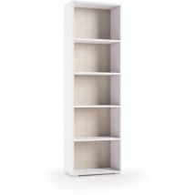 Terraneo - Bibliothèque Compacte Avec Cinq Étagères Réglables, Blanc, Fond En Chêne