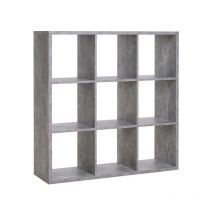 Iperbriko - Bibliothèque cube 9 compartiments, Ciment, 107x33x107 cm