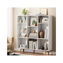 Pipishell - Bibliothèque cube, meuble de rangement ouvert, 3 niveaux et 9 compartiments pour le salon, la chambre ou le bureau, intérieur chaleureux,