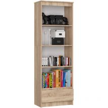 Bibliothèque de bureau Akord R60 Chêne Sonoma 60 cm 1 tiroir façade Chêne Sonoma 4 étagères 60x35x180 cm