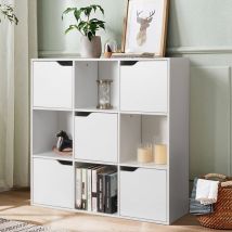 Maisonchic - Bibliothèque de Rangement Cube de Rangement 5 avec Portes 90 x 29 x 90 cm Blanc Maison Chic