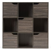 Helloshop26 - Bibliothèque de rangement cube de rangement 5 avec portes 90 x 29 x 90 cm gris