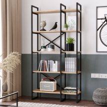 Mobilier1 - Bibliothèque en Pin Atlantique - 87,5x175 cm, Profondeur 30 cm, Cadre Métallique, Étagères Nombreuses, Style Industriel