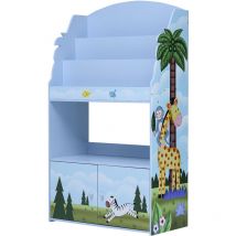 Teamson Kids - Bibliothèque enfant avec placard de rangement en bois bleu Fantasy Fields TD-13394SS