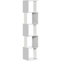 Homcom - Bibliothèque étagère design zig zag 5 niveaux dim. 33 x 28 x 161 cm blanc gris clair