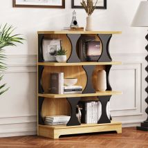 Bibliothèque, étagère verticale, support de rangement, 80x30x100cm, mdf, naturel+noir