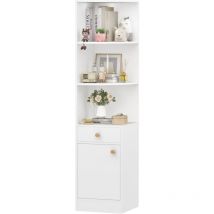 Bibliothèque étroite avec porte Bibliothèque verticale adaptée au salon Chambre Bureau 38x38x161cm Blanc