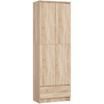 Akord - Bibliothèque de bureau R60 Chêne Sonoma 60 cm 2 portes 1 tiroir façade Chêne Sonoma 4 étagères 60x35x180 cm