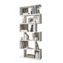 Abitare - Bibliothèque 192 cm blanc mat et chêne avec six étagères - Fiume