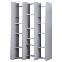 Meubletmoi - Bibliothèque L.141 cm style paravent gris 18 tablettes – avalon 8907