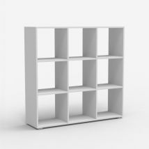 Office24 - Bibliothèque blanche moderne en bois pour salon et bureau Wari