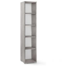 Iperbriko - Bibliothèque moderne étroite en bois Beton Cemento avec quatre étagères 39x41x h182 cm