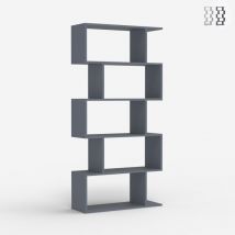Office24 - Bibliothèque moderne verticale à fixer au mur 5 étagères bois Lexis - Gris