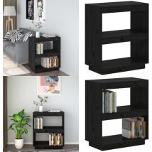 Bibliothèque Noir 60x35x71 cm Bois de pin massif - Bibliothèque - Meuble De Rangement - Bibliothèque Noire - Bibliothèque Bois - Étagère - Home &