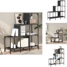Bibliothèque noir 92x30x102 cm bois d'ingénierie et métal - Bibliothèque - Étagère - Meuble De Rangement - Bibliothèque Design - Bibliothèque Moderne