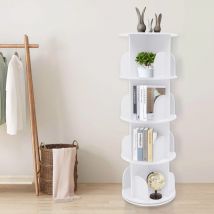 Senderpick - Bibliothèque pivotante à 360° Étagère pivotante 4 niveaux Étagère de bureau Étagère de stockage