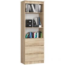 Akord - Bibliothèque de bureau R60 Chêne Sonoma 60 cm 3 tiroirs façade Chêne Sonoma 3 étagères 60x35x180 cm