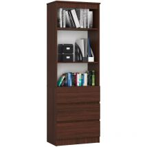 Akord - Bibliothèque de bureau R60 Wengé 60 cm 3 tiroirs façade Wengé 3 étagères 60x35x180 cm