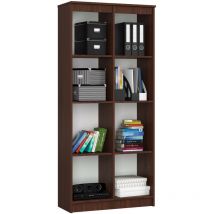 Akord - Bibliothèque de bureau R80 Wengé 80 cm façade Wengé 8 étagères 80x35x180 cm