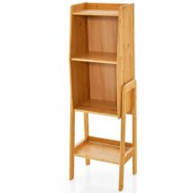 Design In - Bibliothèque Rangement en Bambou, 3 Niveaux, Compartiments, Pieds Surélevés, 26,5x37x113 cm Naturel CW77827
