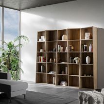 Bibliothèque moderne Trek avec 5 éléments en noyer