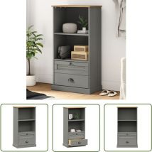 Werwing - The Living Store Bibliothèque vigo gris 60x35x114,5 cm bois massif de pin - Bibliothèque - Meuble De Rangement - Étagère - Bibliothéque