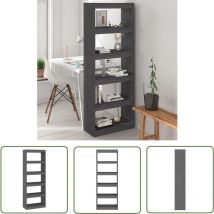 Werwing - The Living Store Bibliothèque/Séparateur de pièce Gris 60x30x167,5 cm Pin massif - Bibliothèque - Meuble De Rangement - Étagère