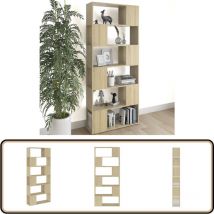 Bibliothèque/Séparateur de pièce Chêne sonoma Bois d'ingénierie - Bibliothèque - Séparateur De Pièce - Bibliothèque Moderne - Meuble Rangement