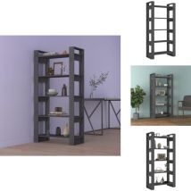 Bibliothèque/Séparateur de pièce Gris 80x35x160 cm Bois massif - Bibliothèque - Bibliothèque Design - Meuble Rangement - Séparateur Pièce - Meuble