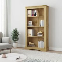 Bibliothèque, Étagère De Rangement, Meuble Pour Dossier, Armoire De Rangement 4 Niveaux Gamme Corona Pin Mexicain 81x29x150 Cm Axz93910