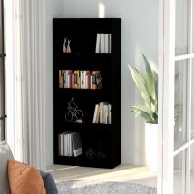 Bonnevie - Bibliothèque à 4 niveaux Étagère de Rangement - pour Bureau Salon Chambre Cuisine Noir 60x24x142 cm Aggloméré BV136845 Noir