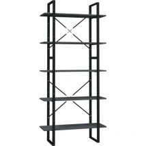 Les Tendances - inlife Bibliothèque à 5 niveaux Gris 80x30x175 cm Bois de pin
